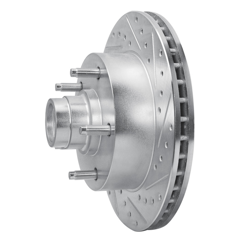 Ford E-150 Econoline Club Wagon Brake Rotor (1) - Front Right - R1 Concepts - Drilled & Slotted - Silver - `94-`01